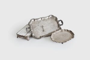Red Oak Footed Silver Trays